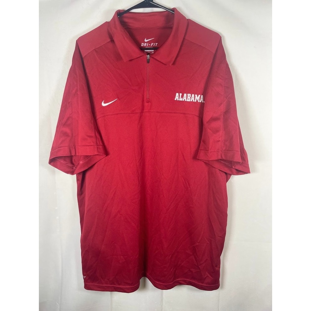 Nike Alabama Crimson Tide Men's Zip Up Polo Shirt Red White Size XL